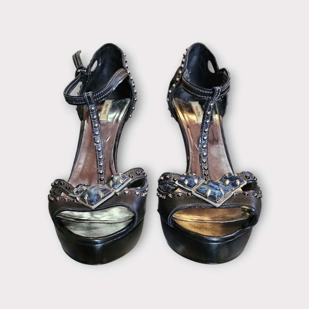 Miu Miu Black Studded Heels - Picture 4 of 11